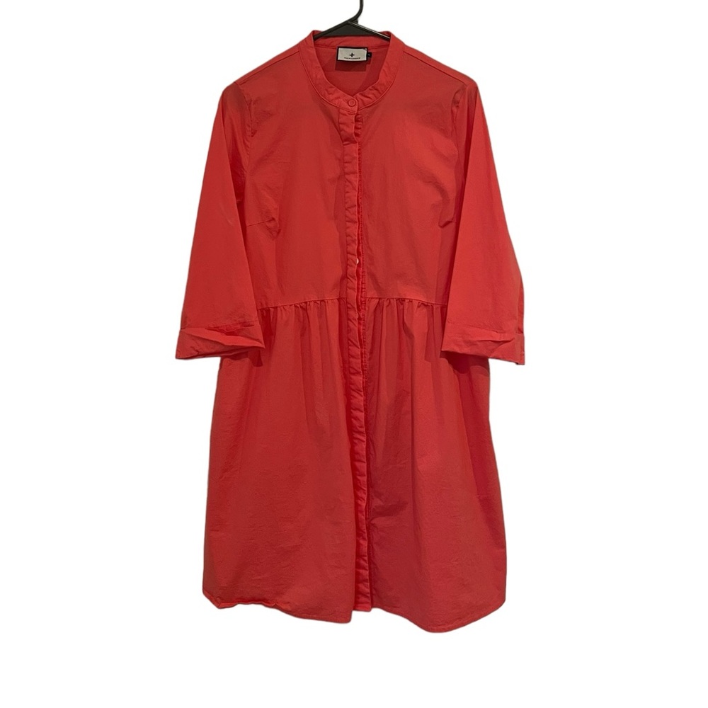 Tuckernuck NWOT Women XL Poppy Pink Cotton Poplin Royal Shirt Dress Mini Preppy